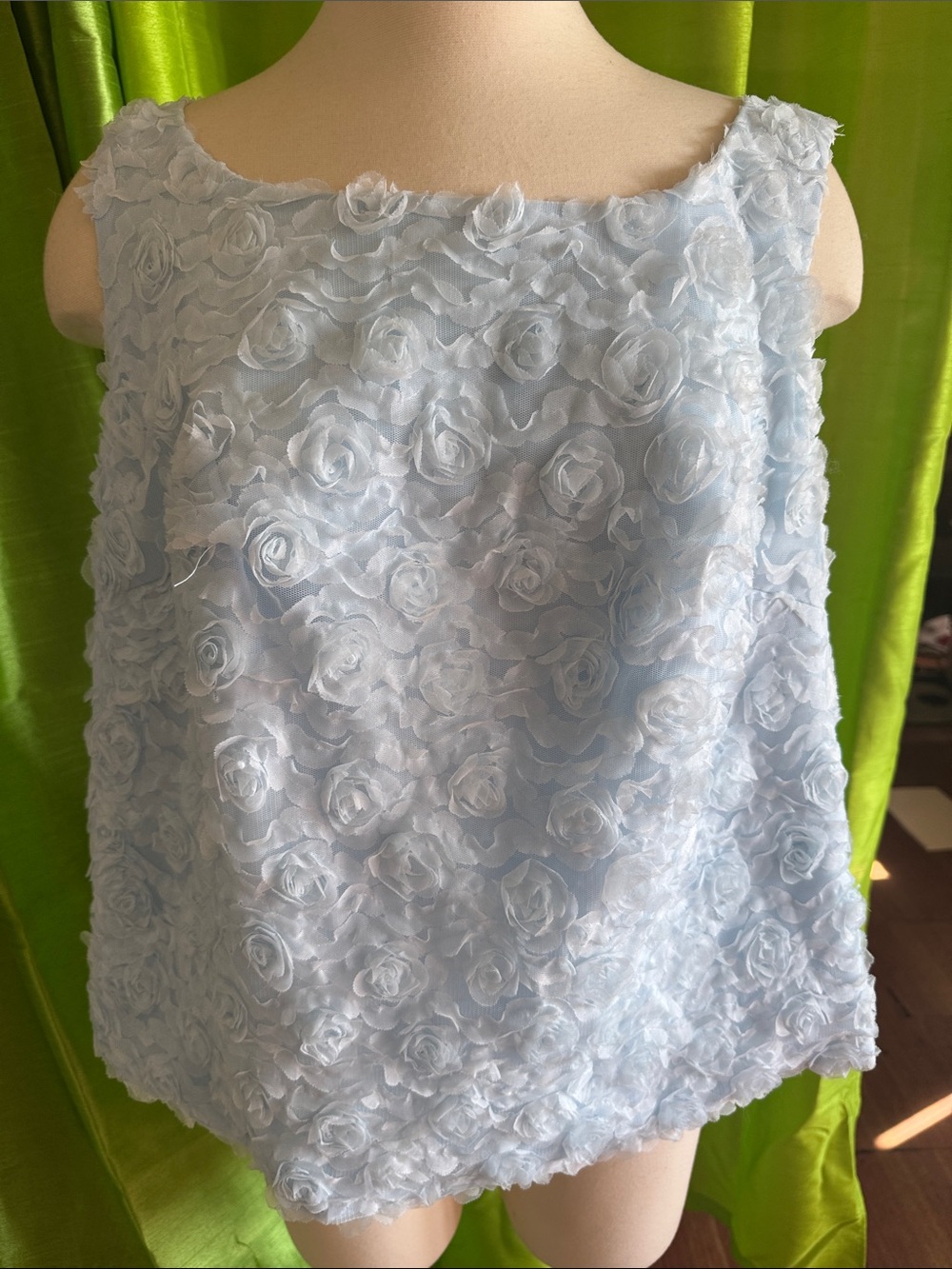 Light Blue Rosette Sleeveless Top